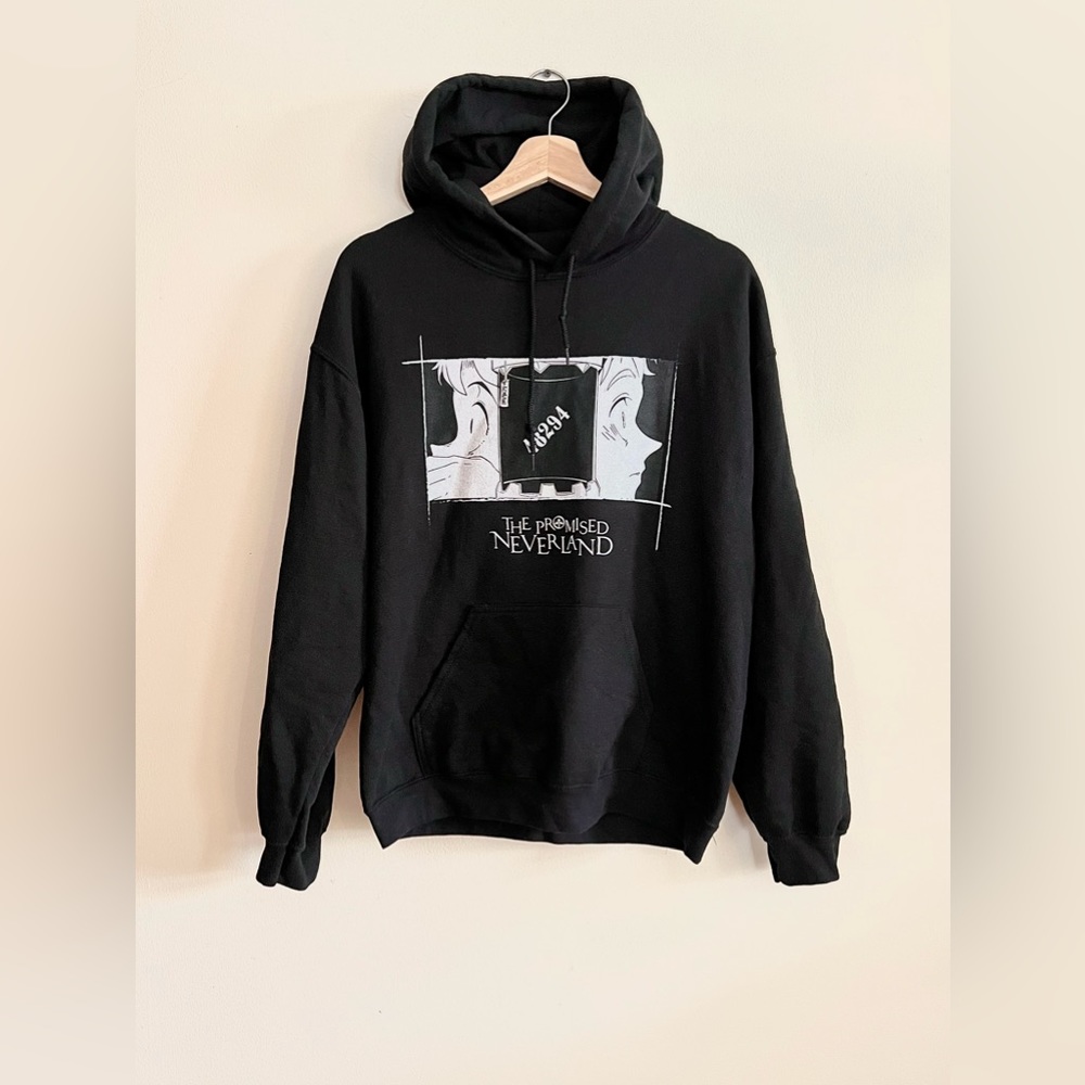 Atsuko The Promised Neverland Black Graphic Hoodie Cotton Blend Size M